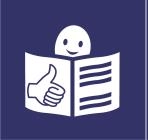 Logo tekstu łatwego do czytania i rozumienia: głowa nad otwartą książką i podniesiony w górę kciuk w geście OK